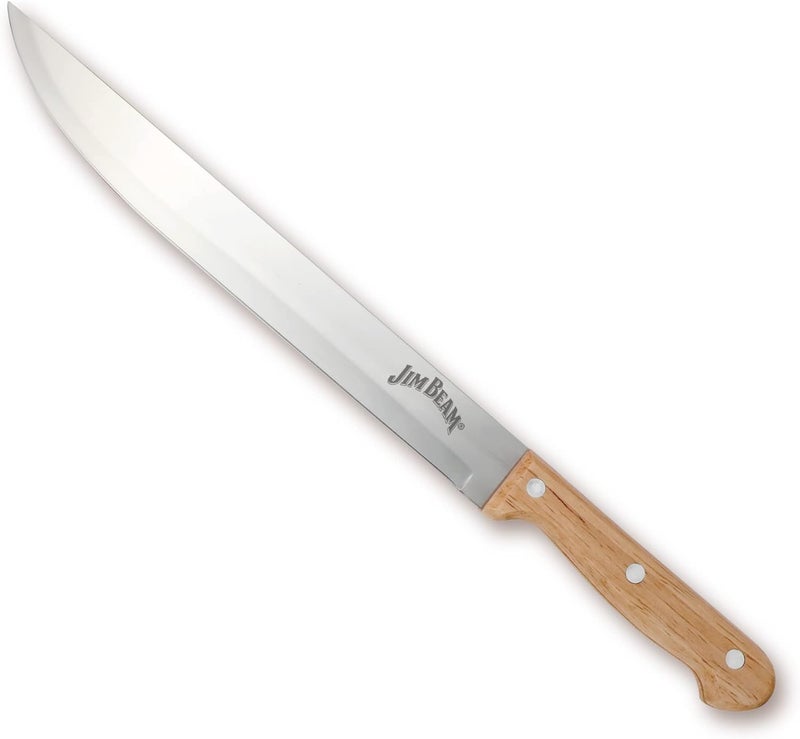 Jim Beam 3-Piece Carving Set, Includes Stainless Steel Knife and Fork with Wood Handles and Wooden Carving Board, Brown - Image 3